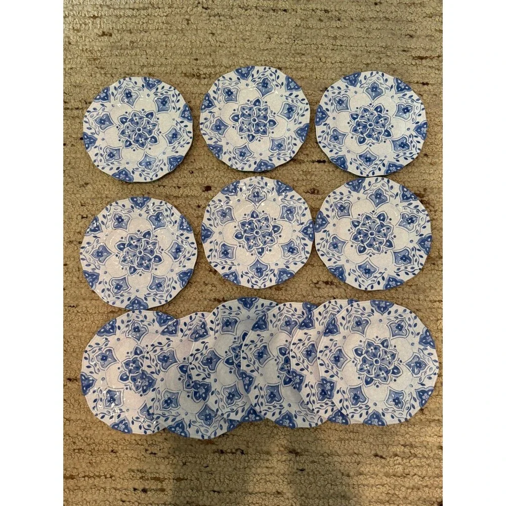 Le Cadeaux Moroccan Blue 24 Pc Set 12 Dinner Plates 12 Salad Plates